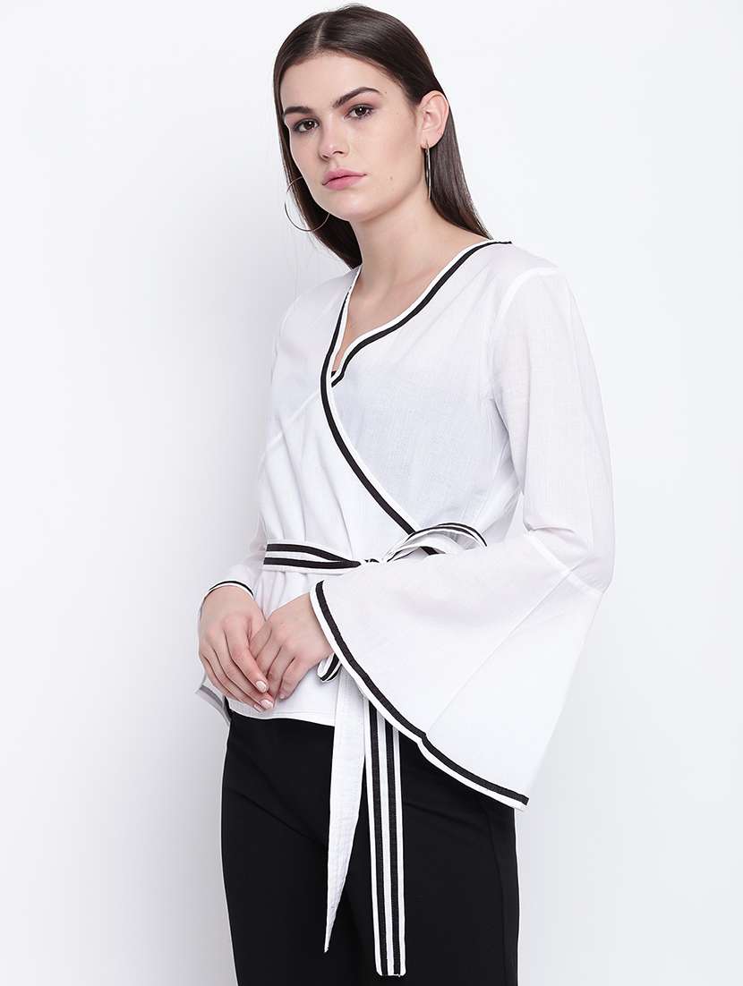 women's wrap v neck top - 16764225 -  Standard Image - 1