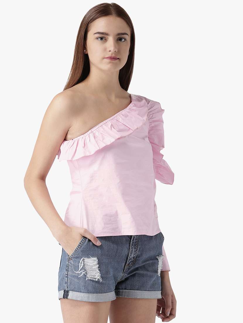 women's straight single shoulder top