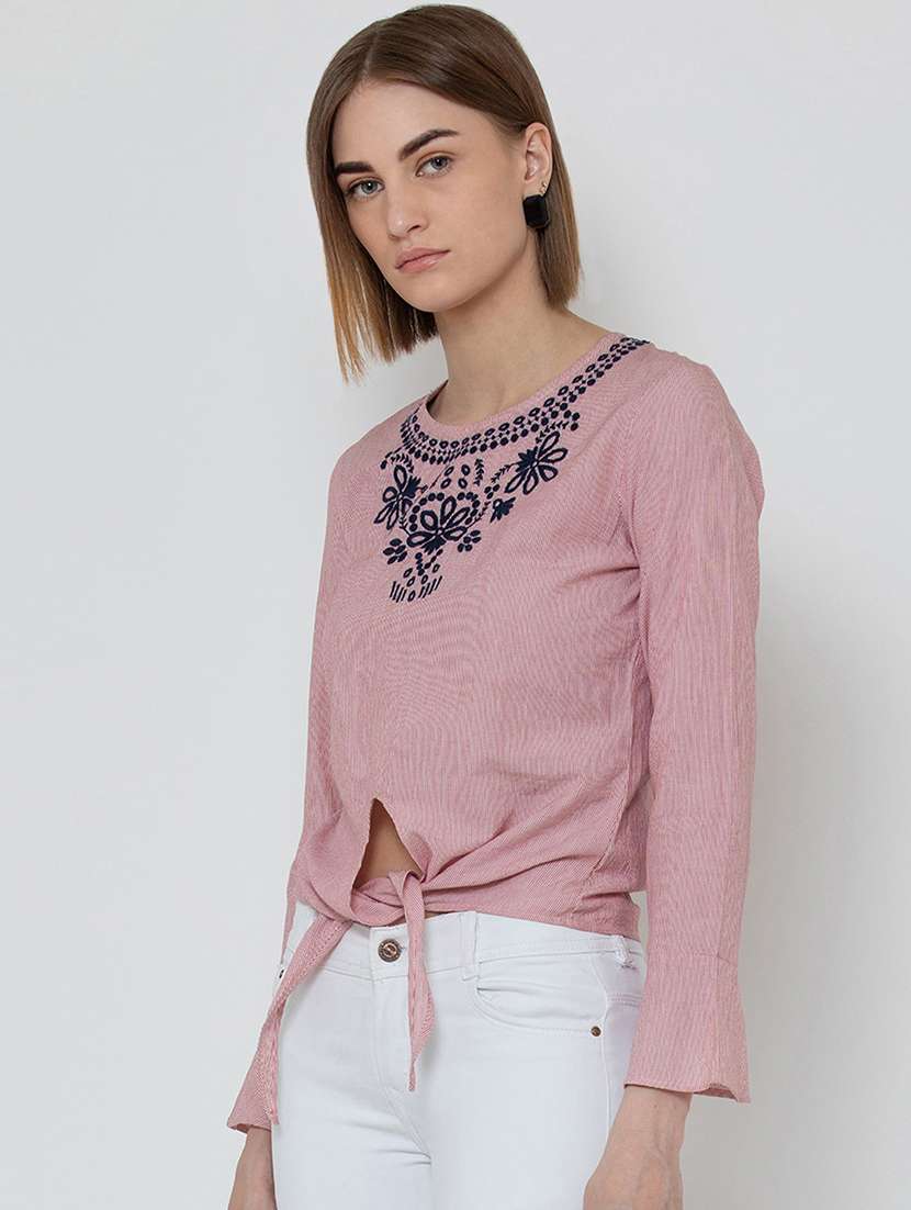 women's straight round neck top