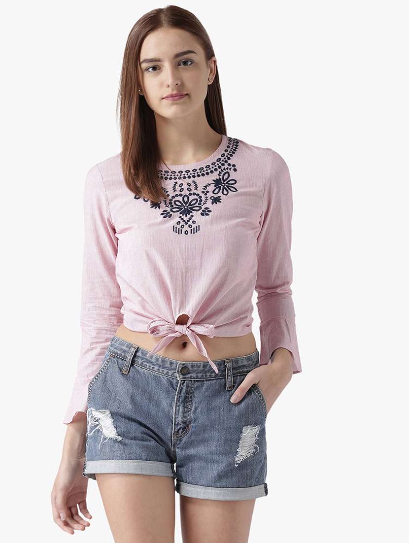 women's straight round neck top