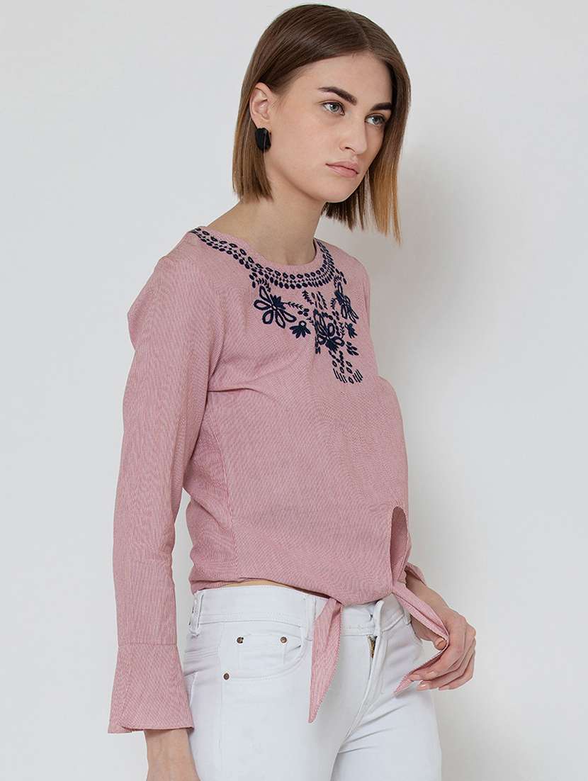 women's straight round neck top - 16764243 -  Standard Image - 1