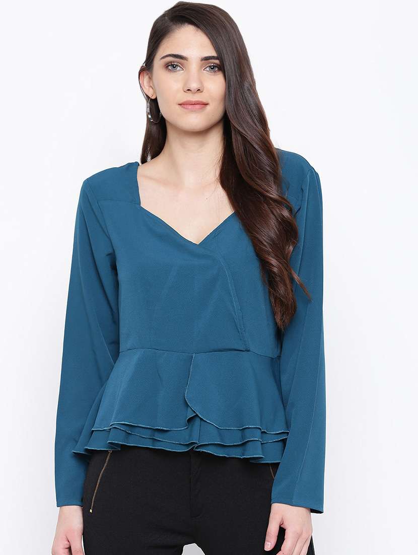 women's peplum sweetheart neck top