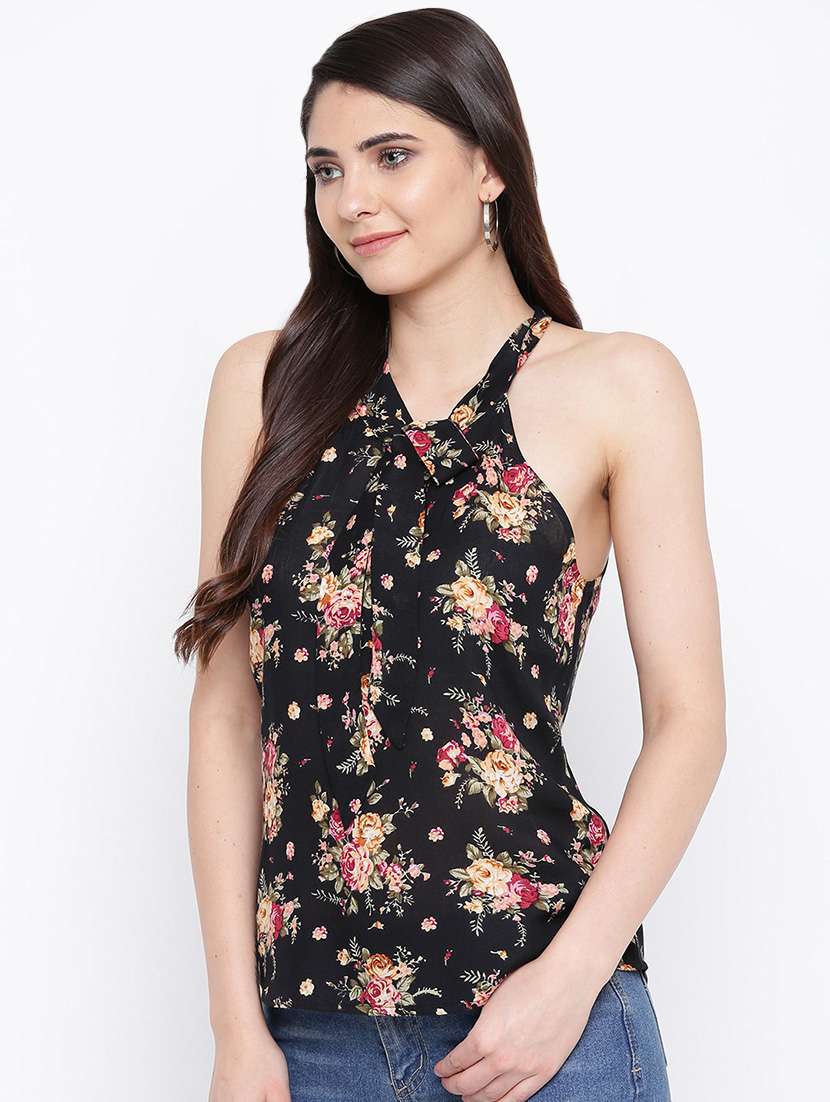 tie up neck floral top  - 16764284 -  Standard Image - 1