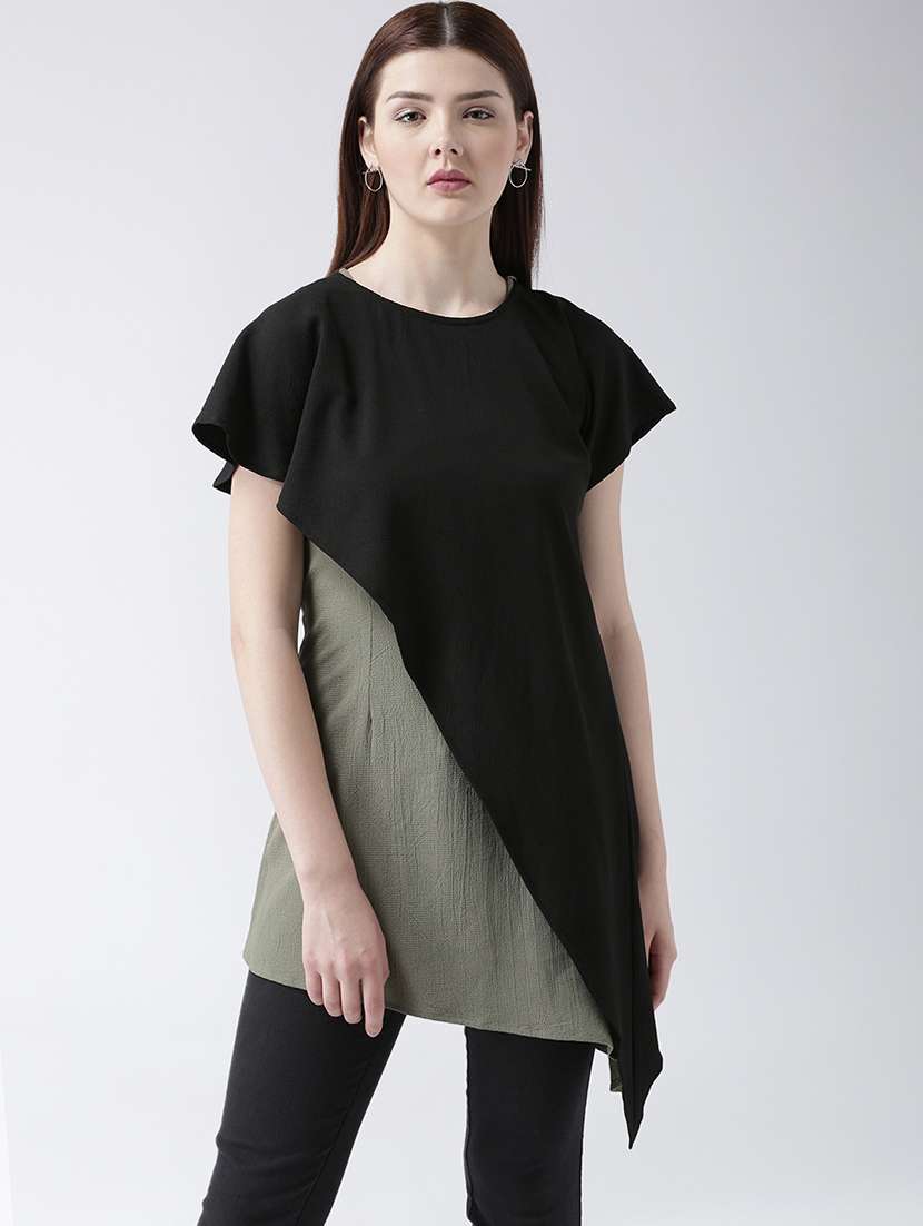 women's layered round neck top