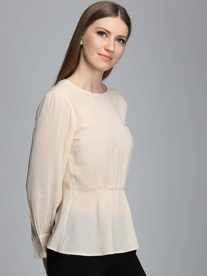 women's peplum round neck top - 16764322 -  Standard Image - 1