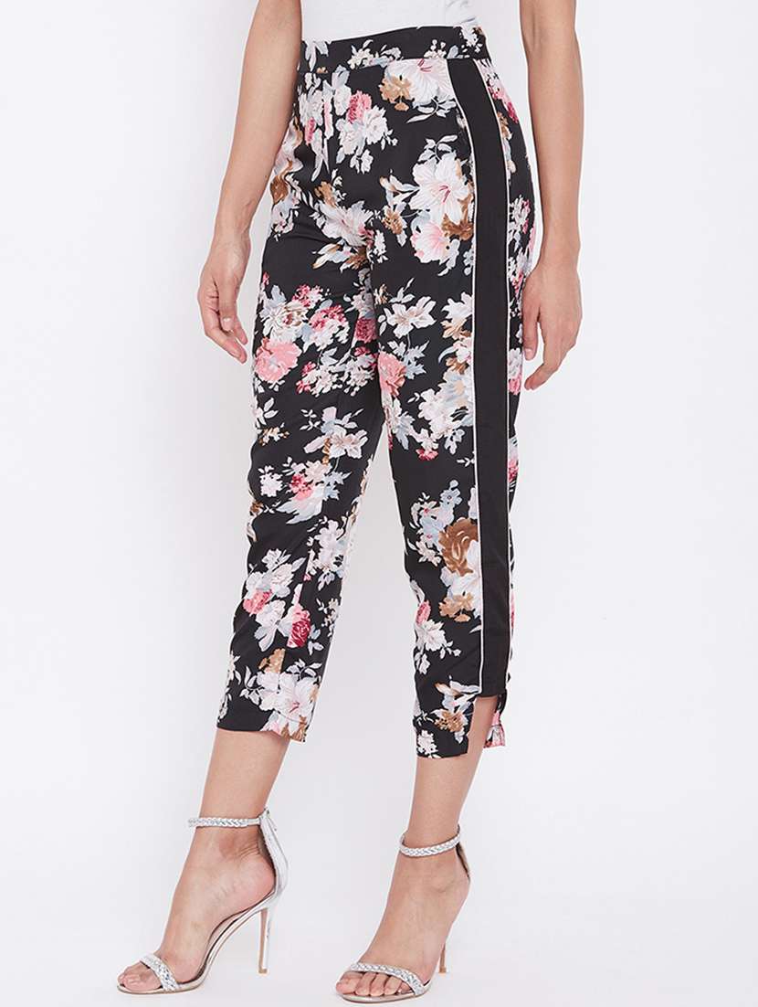 floral printed flat front cigarette pants - 16764351 -  Standard Image - 1