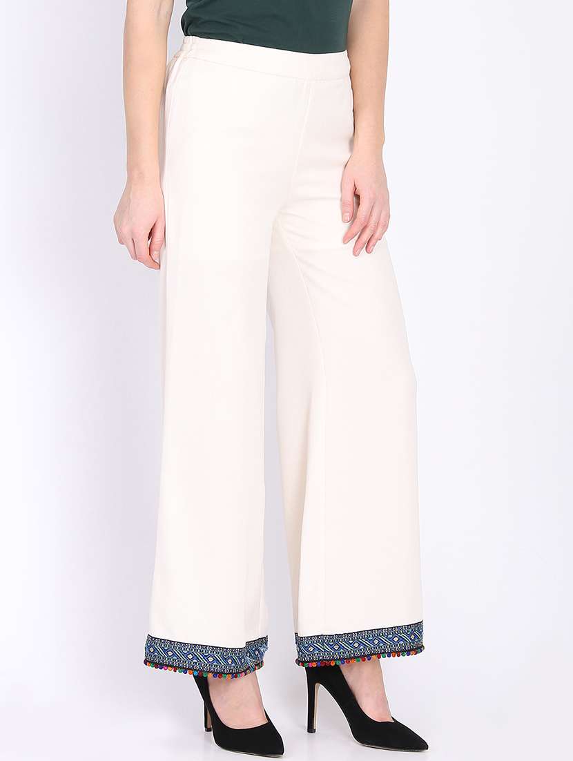 solid flat front wide leg trouser - 16764356 -  Standard Image - 1