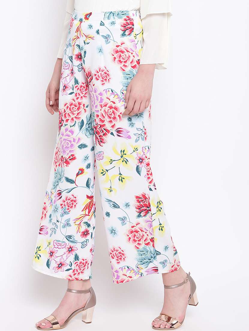 floral printed pleated wide leg trouser - 16764357 -  Standard Image - 1