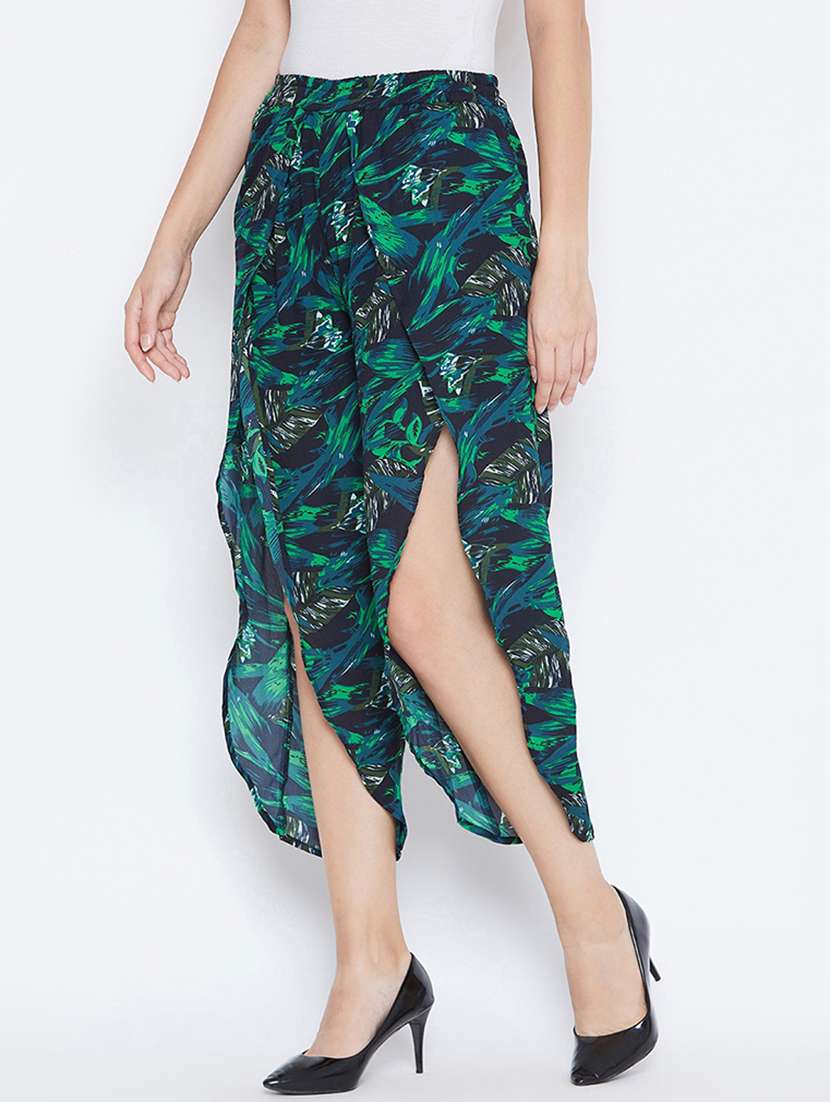 high rise floral asymmetric trouser - 16764359 -  Standard Image - 1
