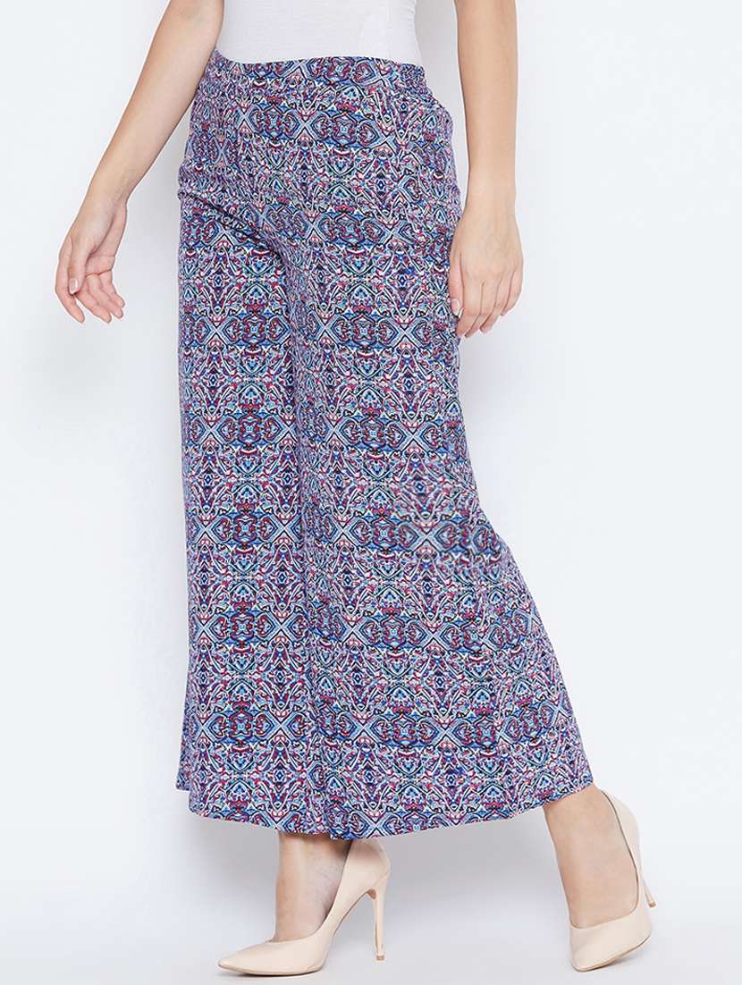 printed flat front wide leg trouser - 16764370 -  Standard Image - 1