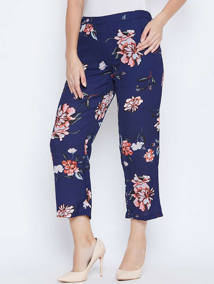 floral printed flat front cigarette pants - 16764373 -  Standard Image - 1