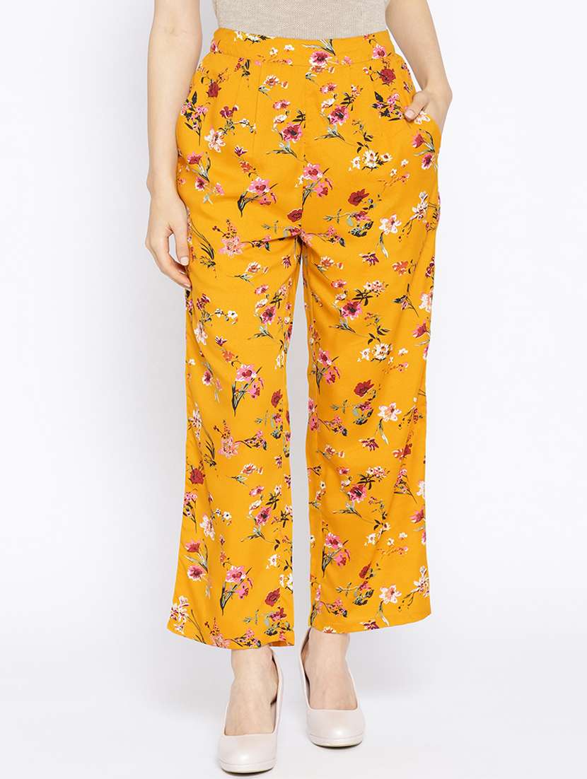 floral printed pleated tailored pants