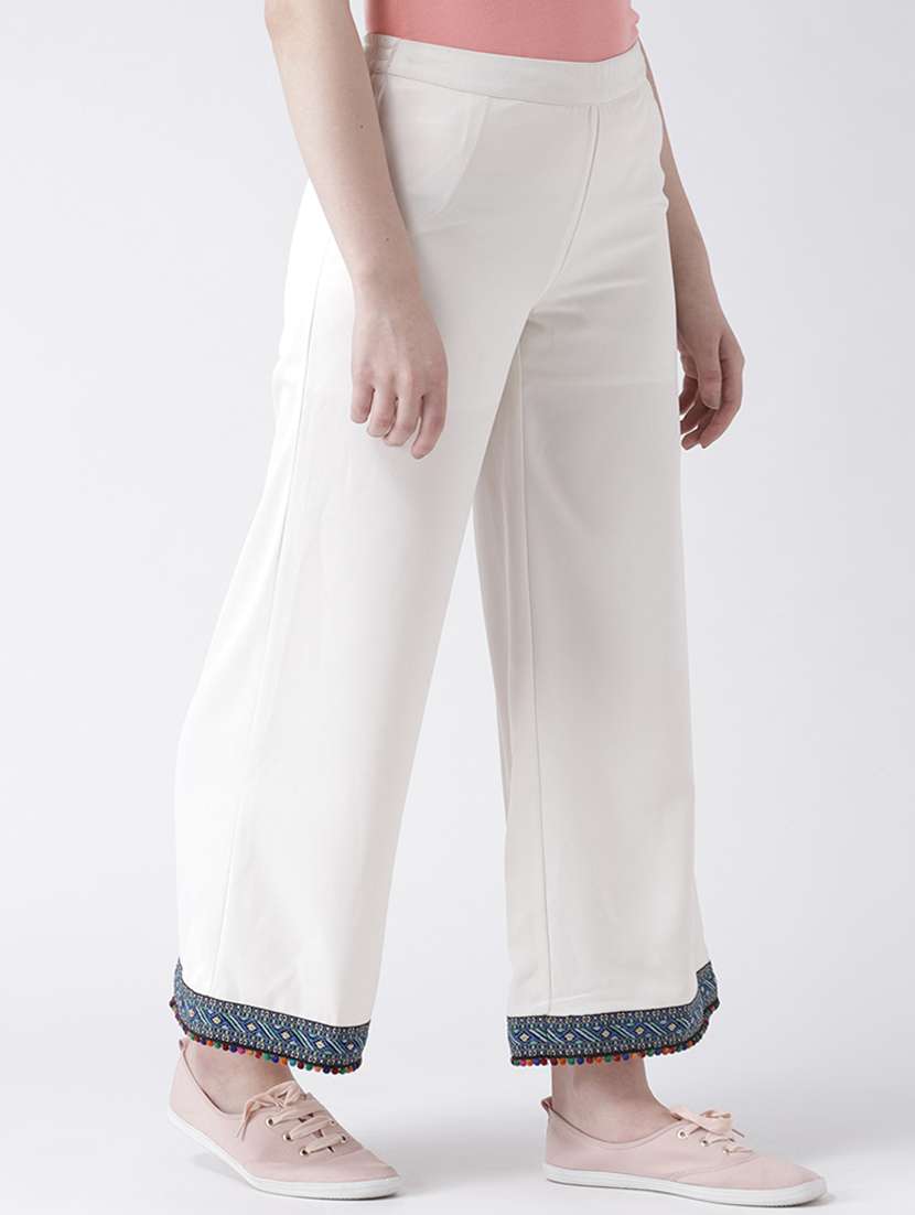solid flat front wide leg trouser - 16764384 -  Standard Image - 1