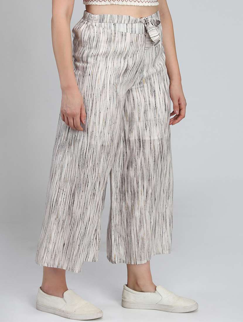 women abstract print flat front wide leg trouser - 16764387 -  Standard Image - 1