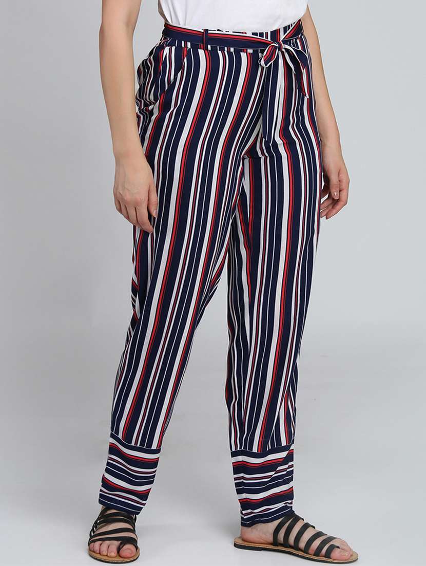 women striped flat front pants - 16764388 -  Standard Image - 1