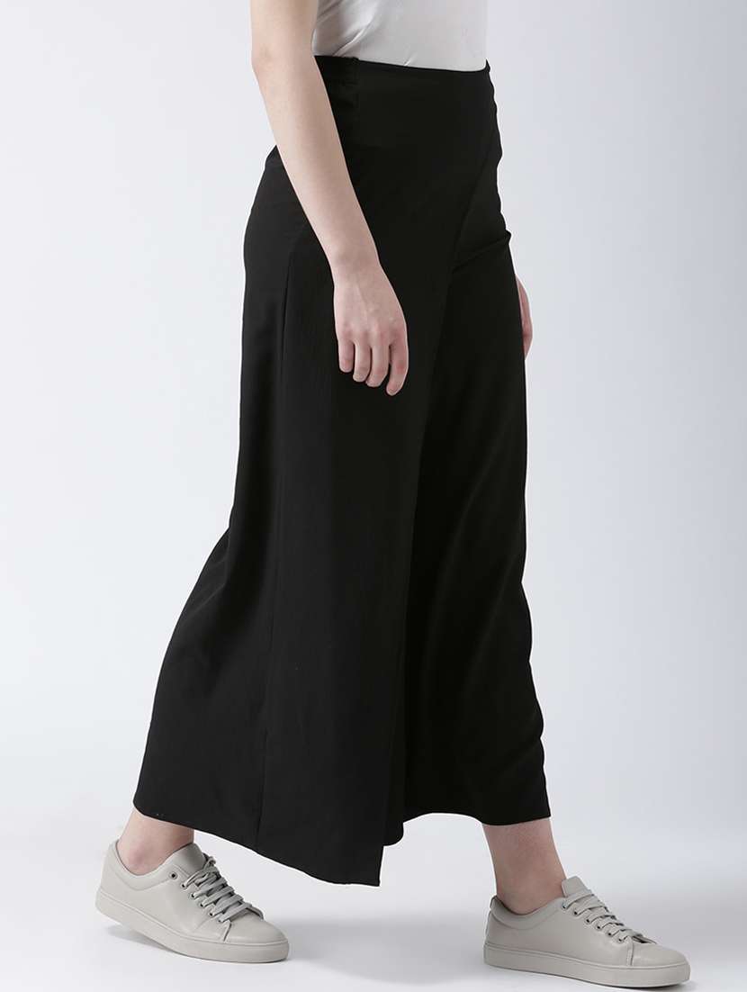 solid flat front wide leg overlap trouser - 16764389 -  Standard Image - 1