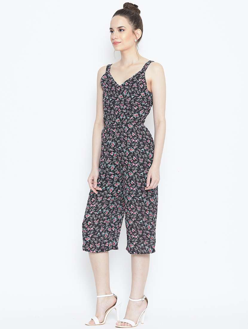 overlap neck floral jumpsuit - 16764732 -  Standard Image - 1