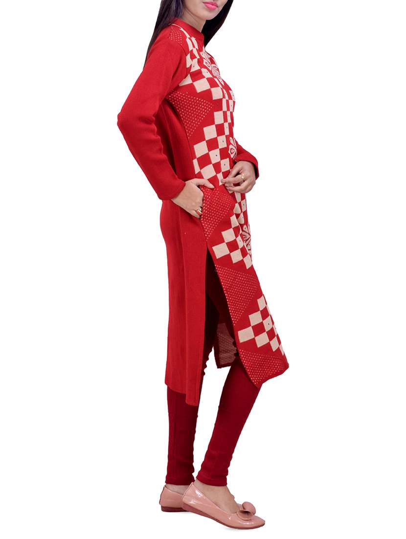 printed woolen kurta - 16764977 -  Standard Image - 1