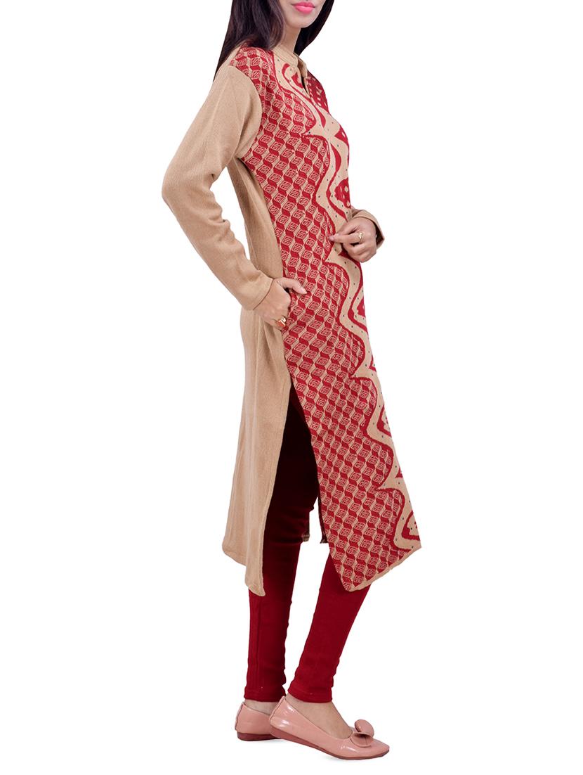 printed woolen kurta - 16764979 - Standard Image - 1