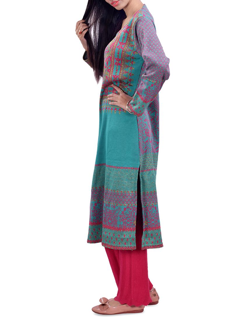 printed woolen kurta - 16765003 - Standard Image - 1