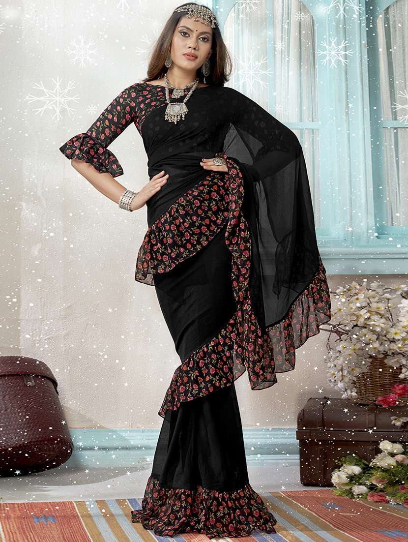 solid bordered saree  with blouse