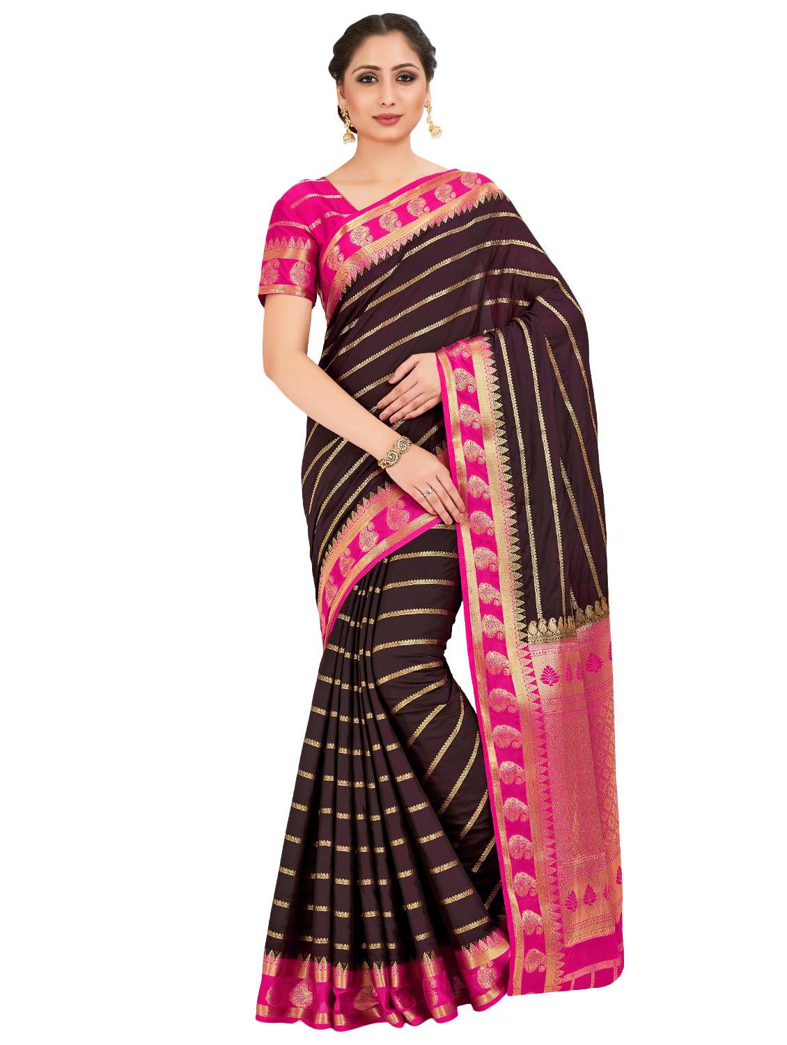 striped mysore silk saree with blouse