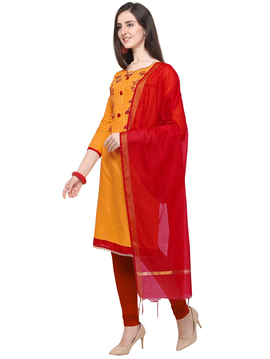 embroidered churidaar unstitched suit set - 16765652 - Standard Image - 1