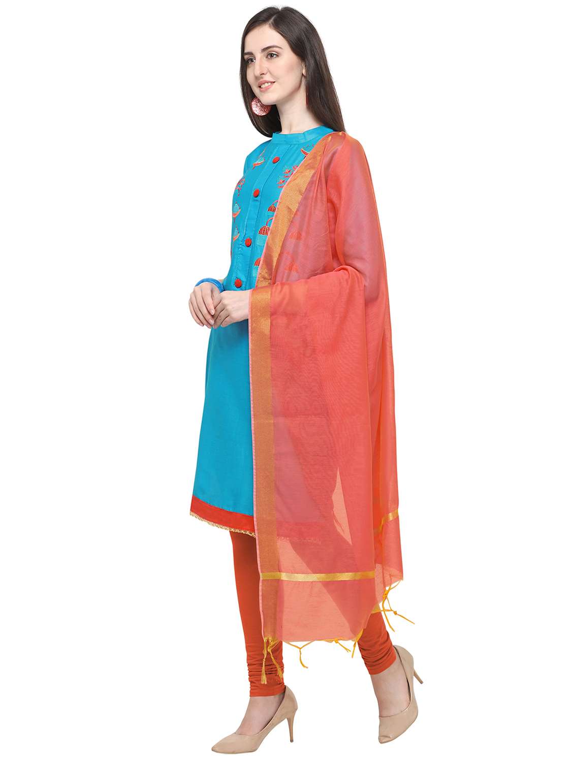 embroidered churidaar unstitched suit set - 16765654 - Standard Image - 1