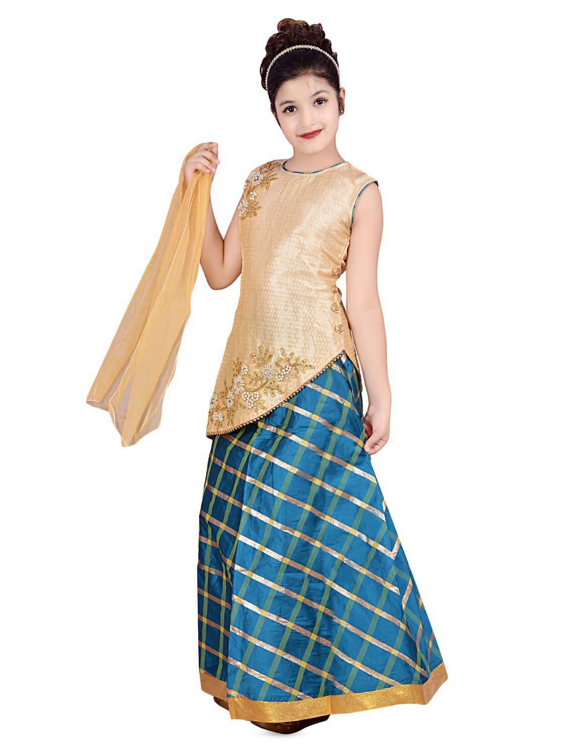 light blue silk blend lehenga choli - 16765915 -  Standard Image - 1