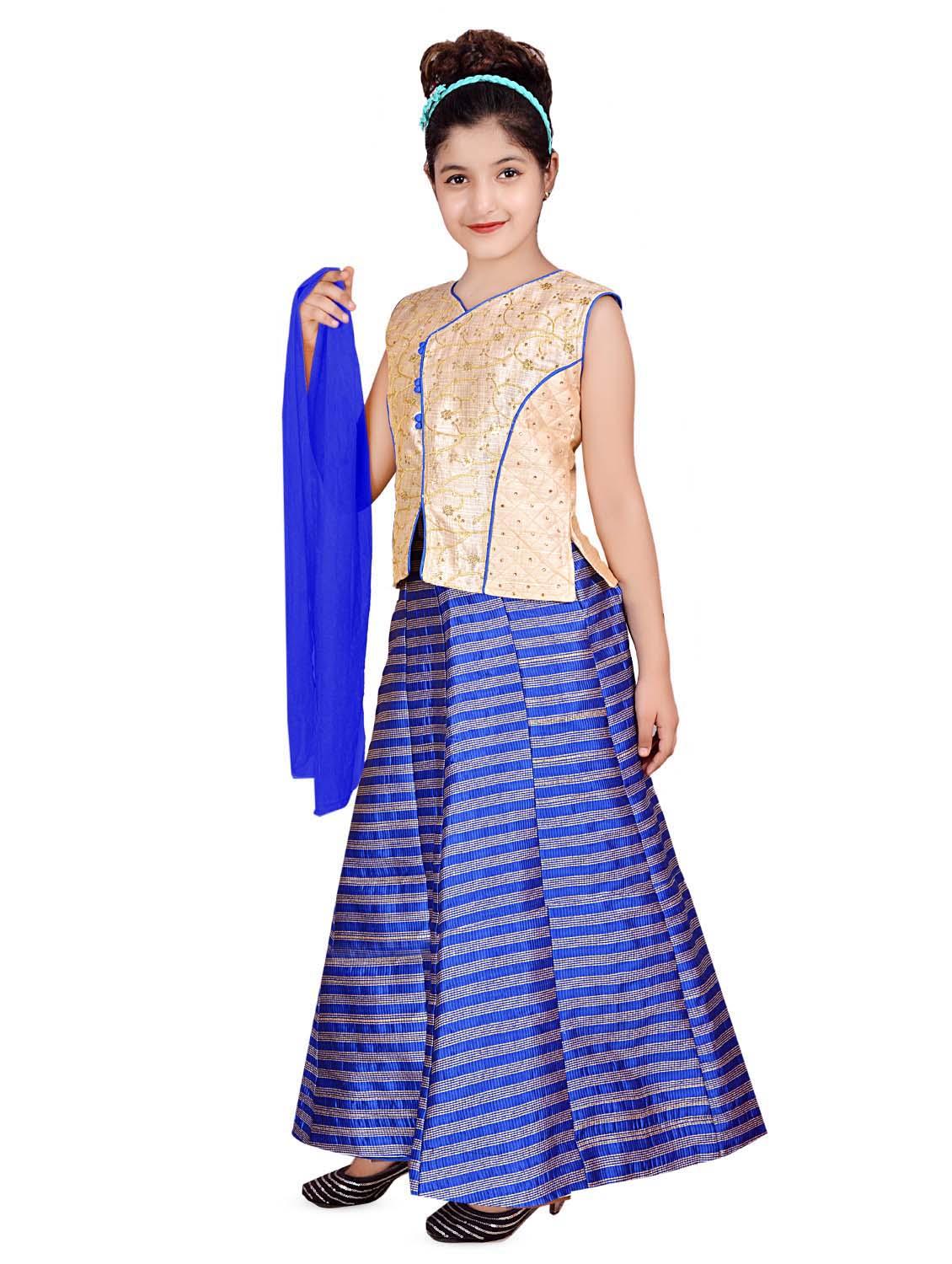 blue silk blend lehenga choli - 16765919 - Standard Image - 1