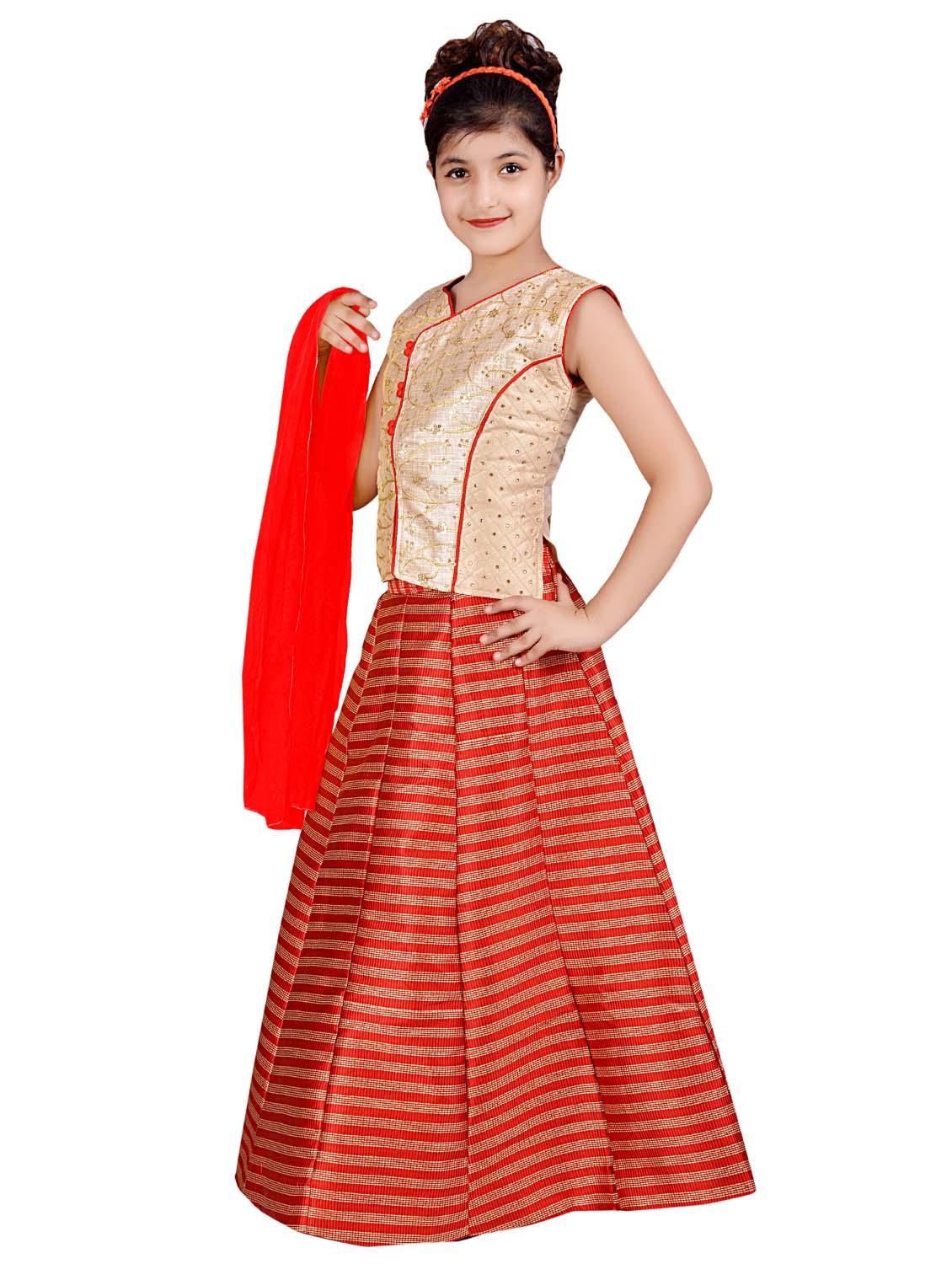 red silk blend lehenga choli - 16765922 - Standard Image - 1