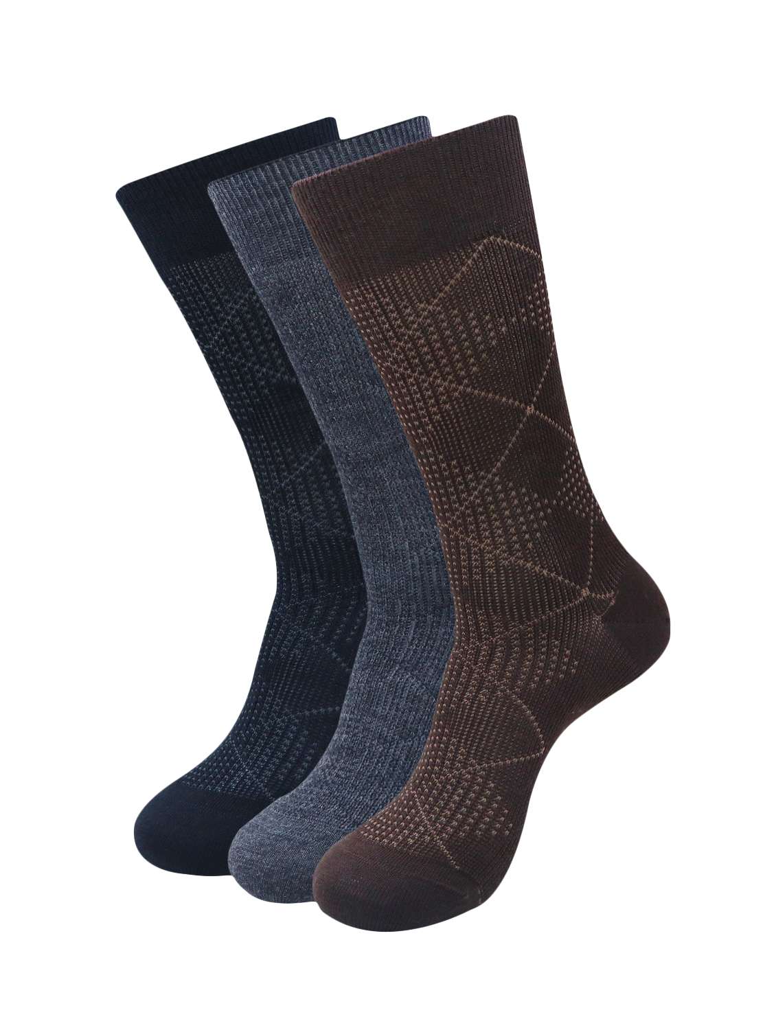 men multi colored wool above ankle length socks