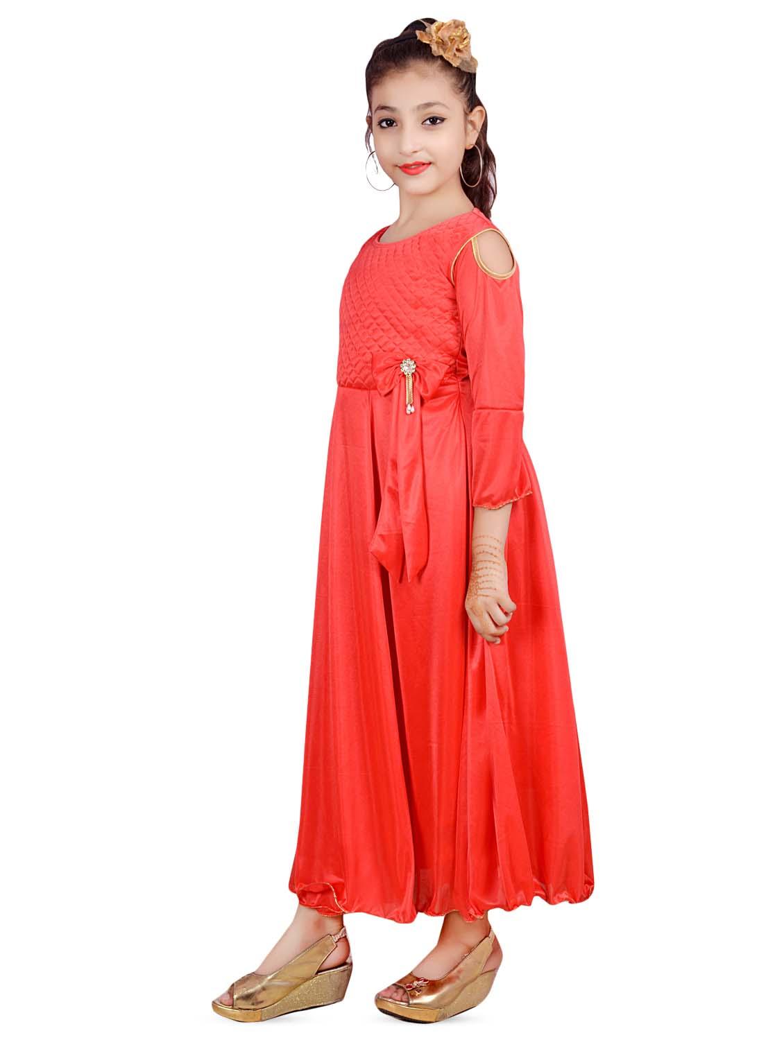 orange satin party gown - 16766904 - Standard Image - 1