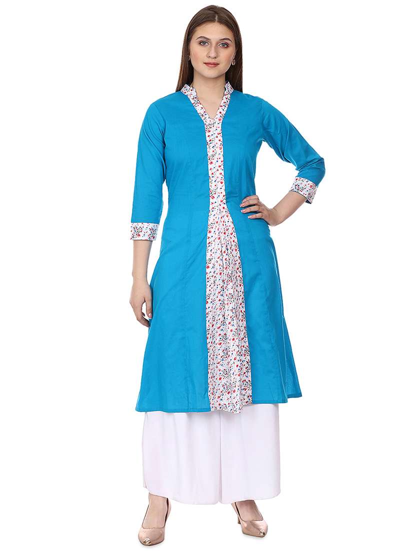 solid contrast a-line kurta 
