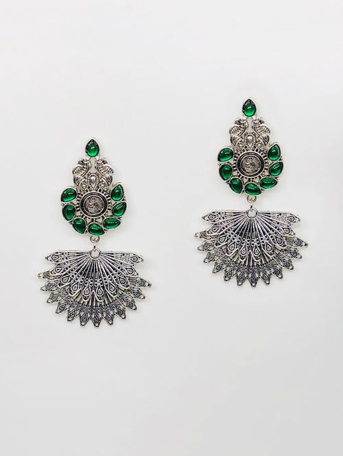 green metal jhumka earring - 16767513 - Standard Image - 0