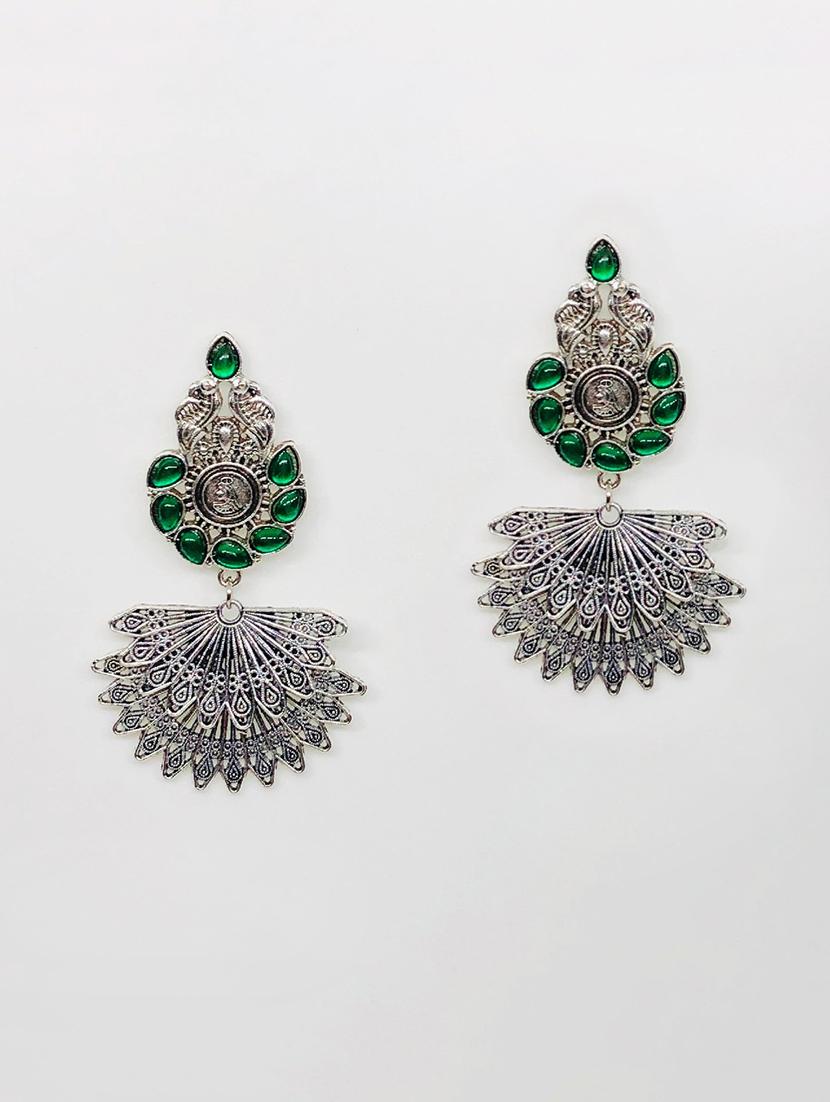 green metal jhumka earring - 16767513 - Zoom Image - 0