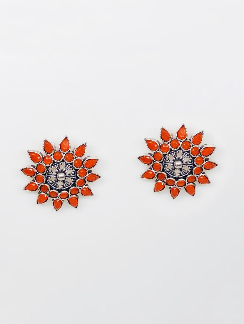 orange metal studs earring - 16767516 - Zoom Image - 0