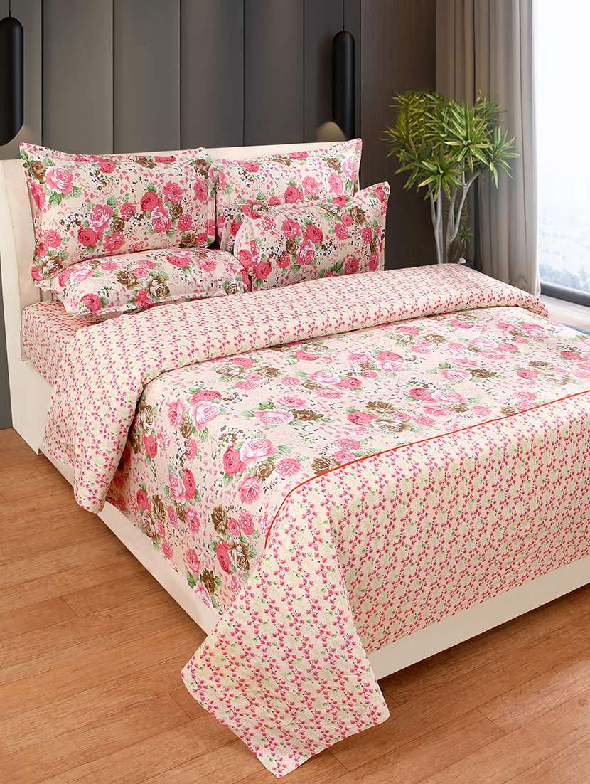  cotton double bedsheet with two stitched pillow covers
