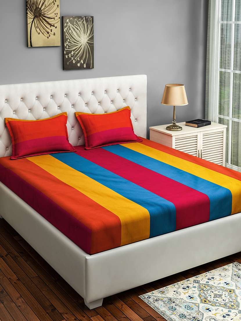 cotton double bed sheet with 2 pillow cover  