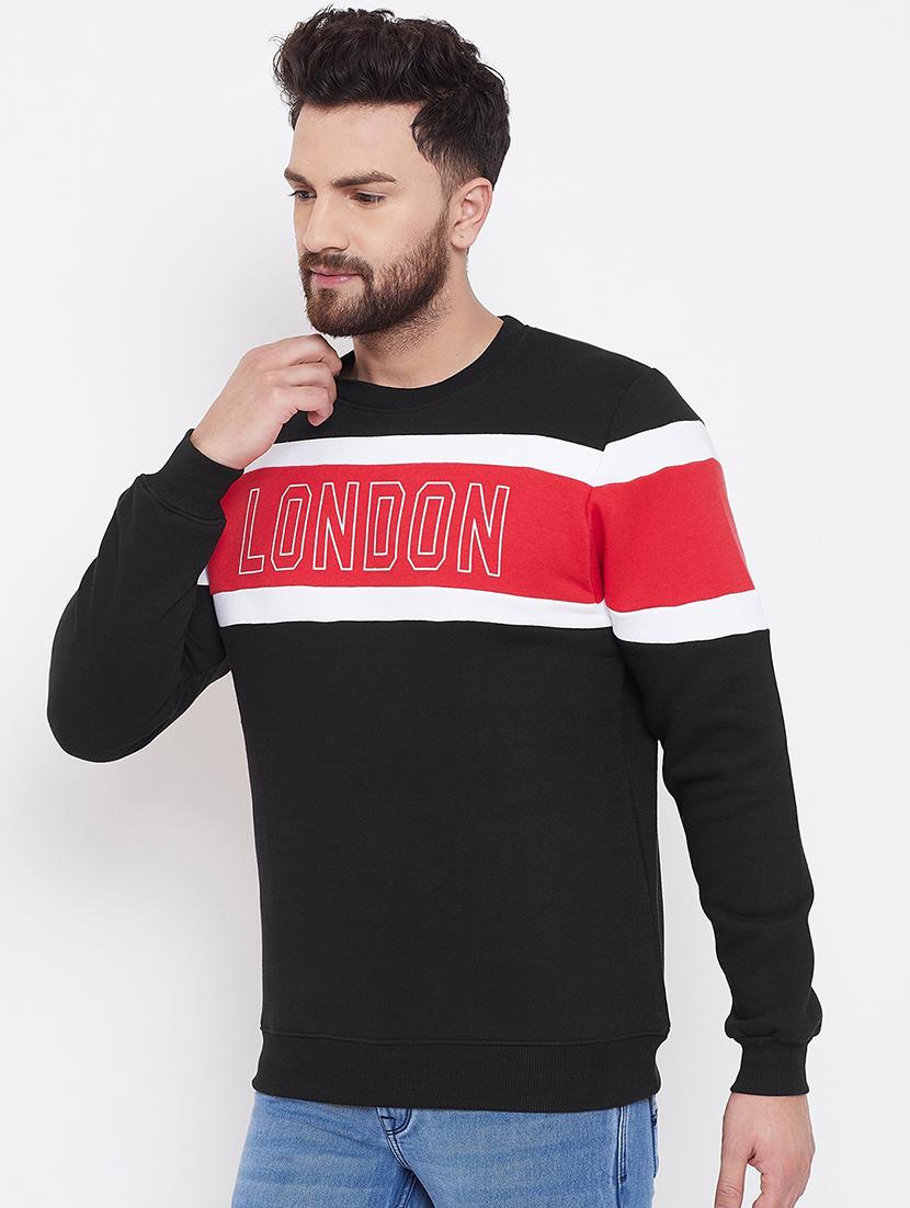 black color block chest print sweatshirt - 16769308 - Standard Image - 1