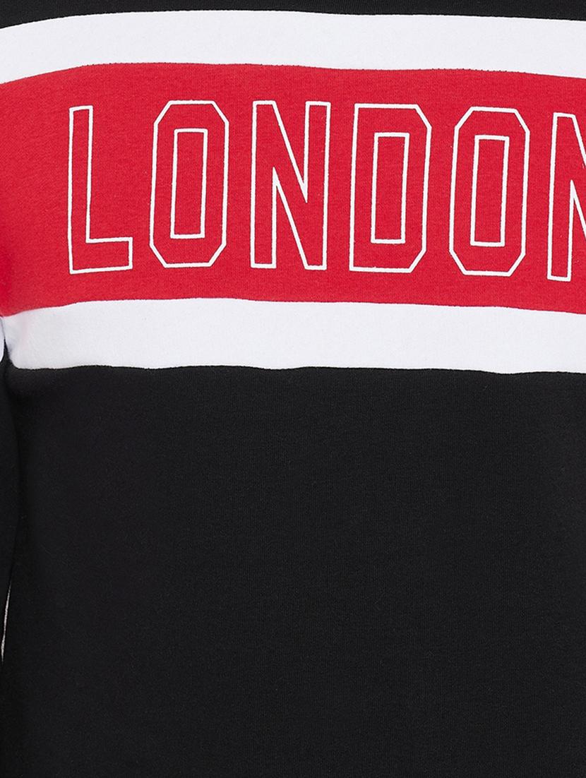 black color block chest print sweatshirt - 16769308 - Standard Image - 4