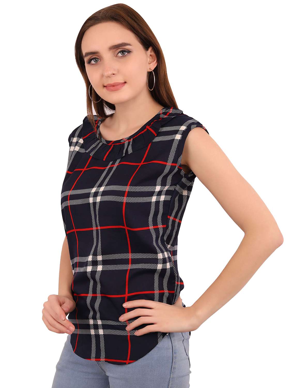 women's straight round neck top - 16769387 - Standard Image - 1
