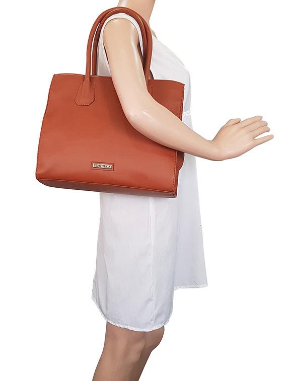 tan leatherette regular handbag - 16769623 - Standard Image - 4