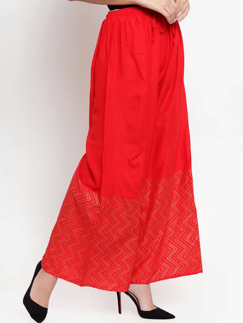 red printed flared palazzo  - 16769821 -  Standard Image - 1