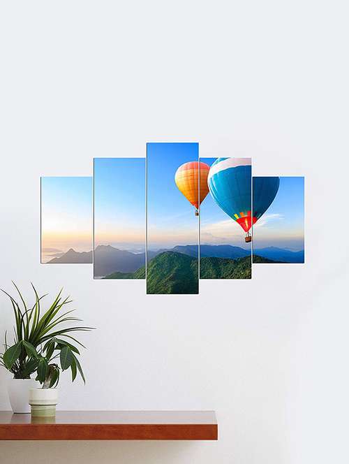 5 panel sky balloon wall decor wall art wooden painting  - 16770077 -  Standard Image - 0