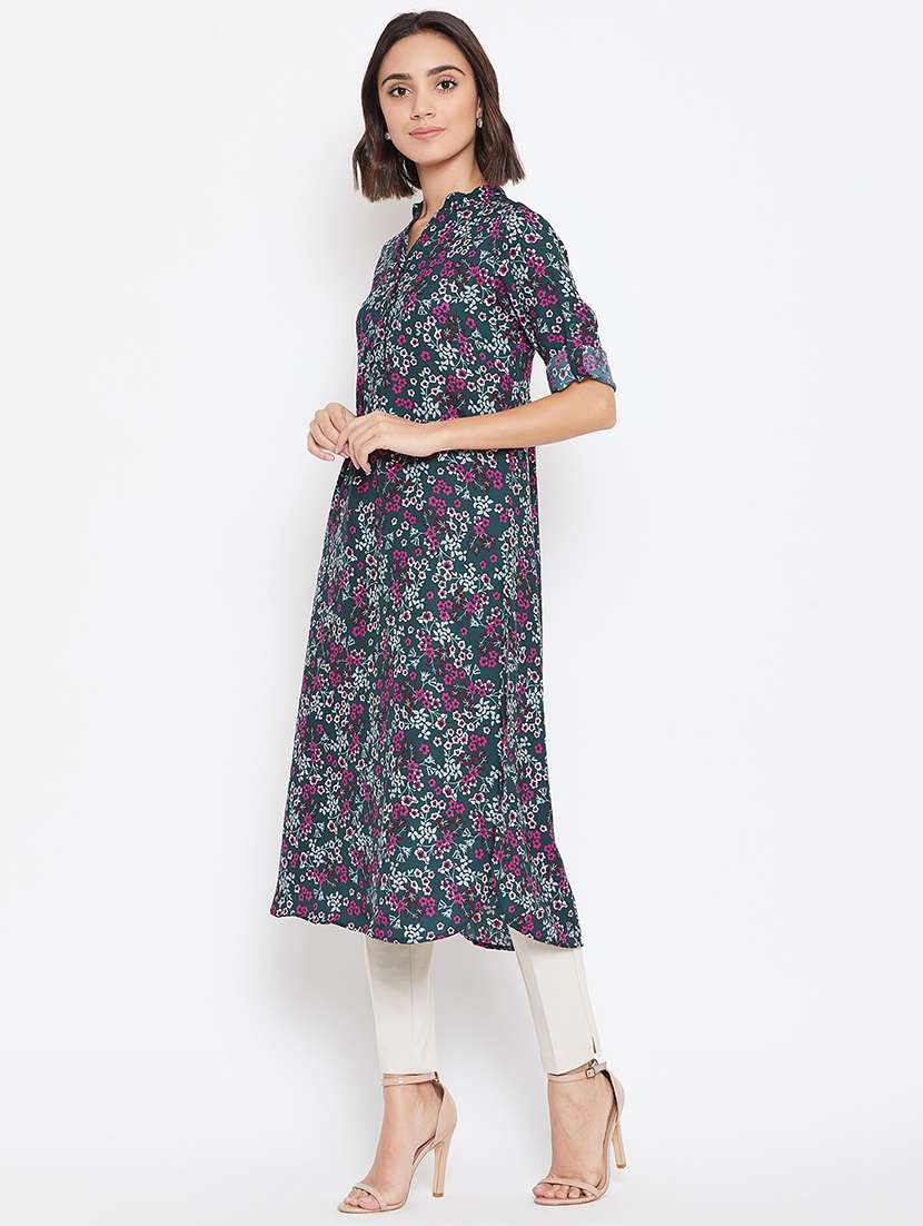 mandarin neck floral tunic - 16770687 - Standard Image - 1