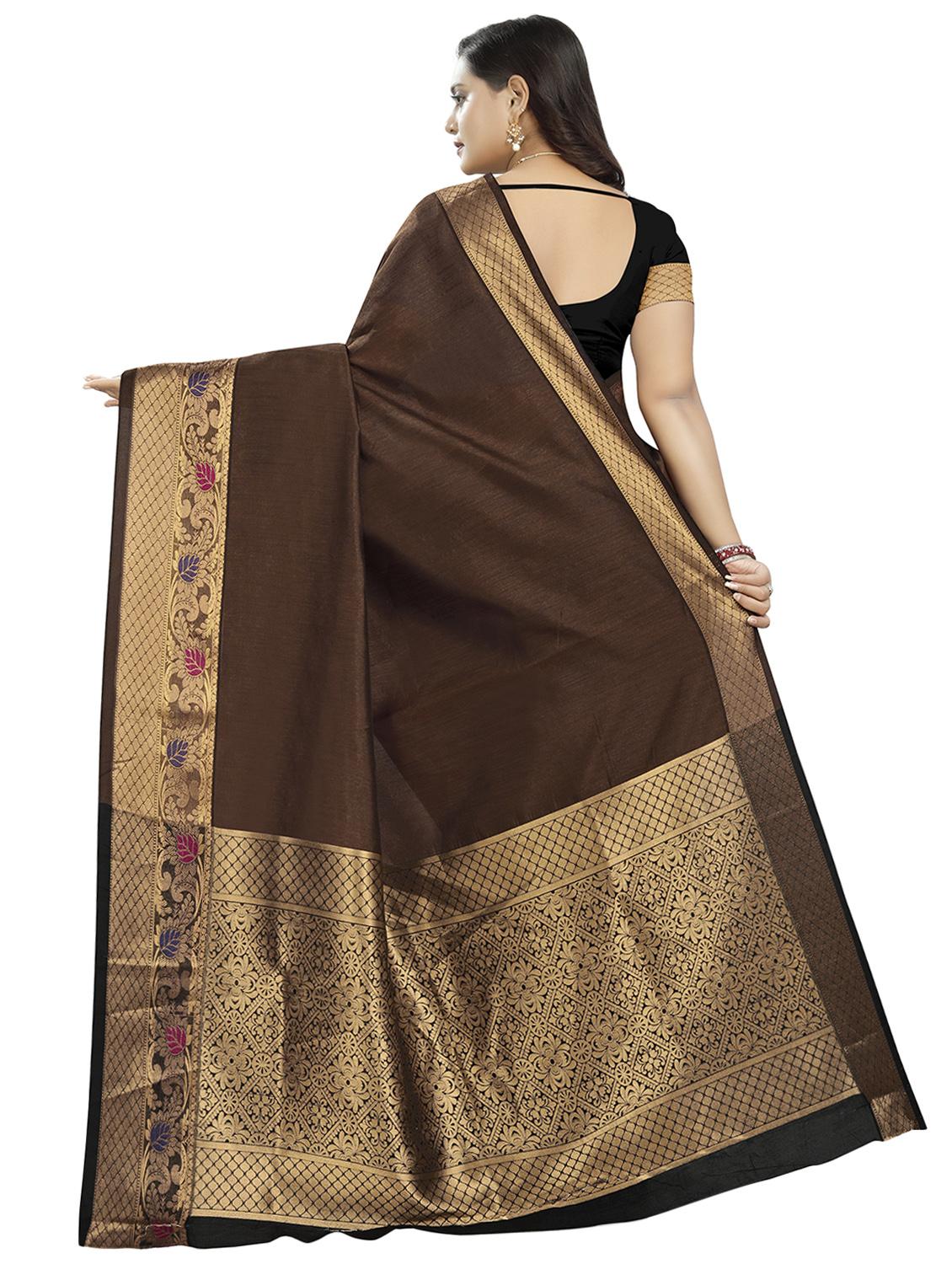 solid bordered saree with blouse - 16770763 - Standard Image - 1