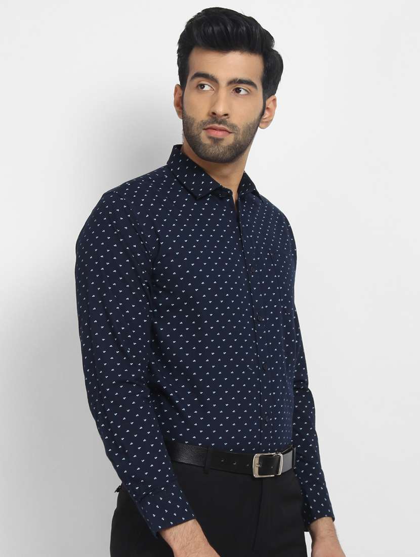 mens micro print formal shirt - 16773440 - Standard Image - 1