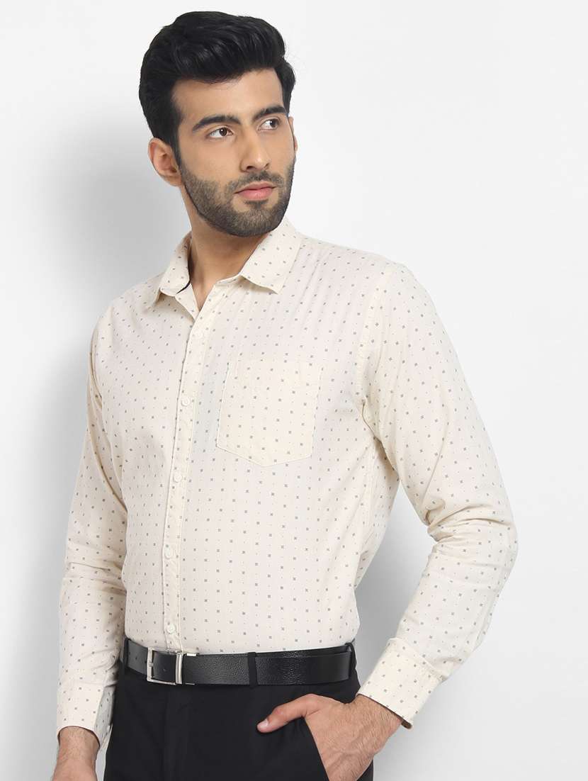mens micro print formal shirt - 16773445 - Standard Image - 1