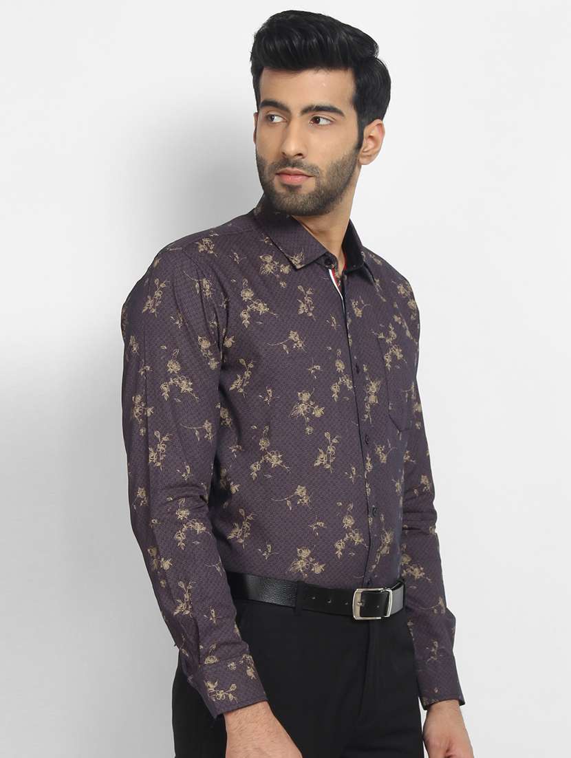 mens leaf print formal shirt - 16773457 - Standard Image - 1